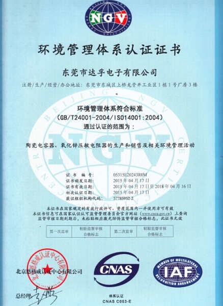 ISO14001:2004 環(huán)境管理體系